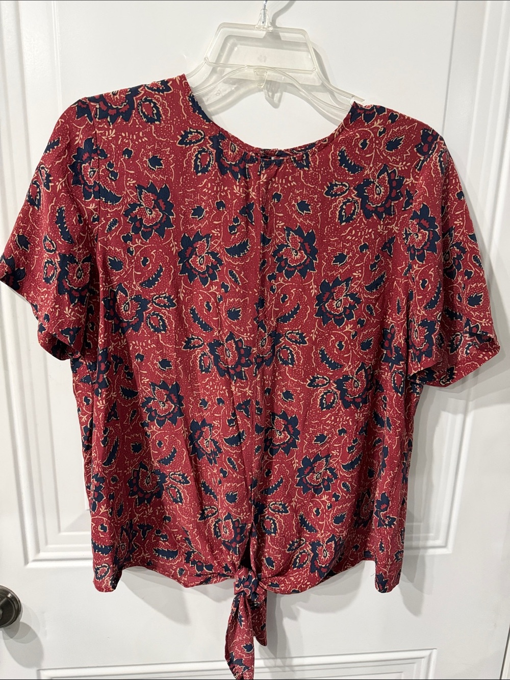 Madewell Red Floral Tie-Front Blouse